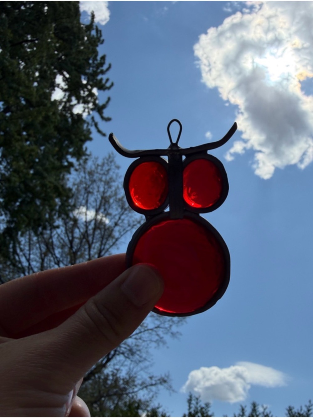 Vintage Stained Glass Owl Suncatcher